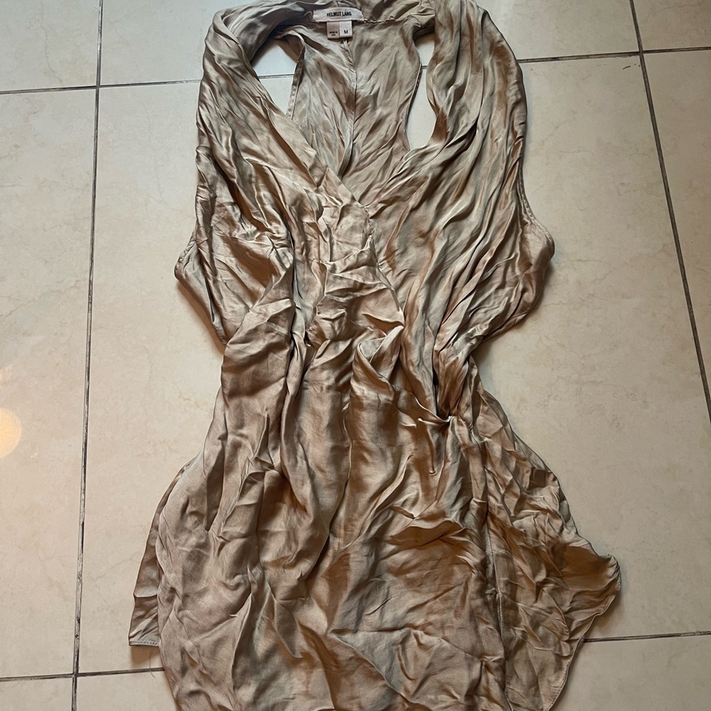 Helmut Lang Elegant Beige Draped Dress